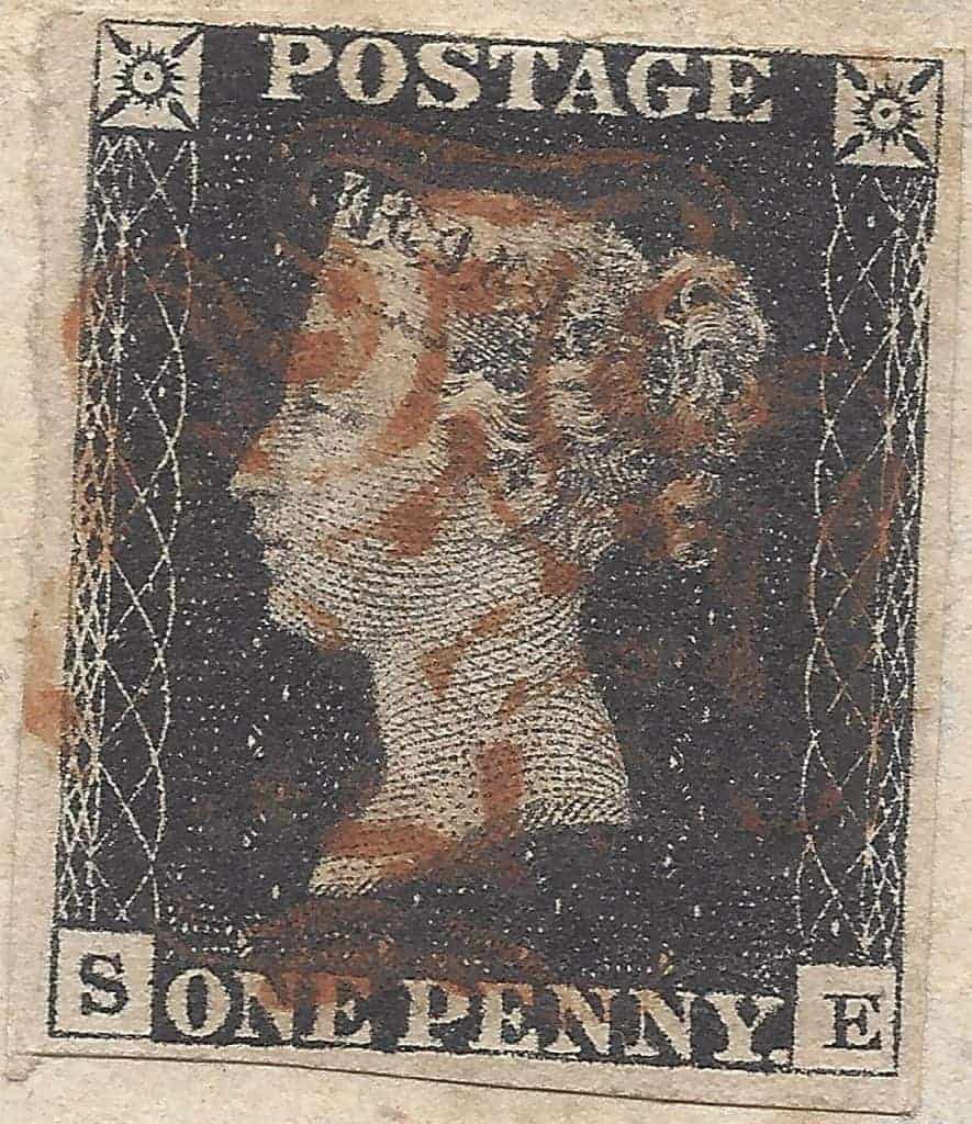 Image displaying the very first 'modern' postage stamp named the Penny Black.